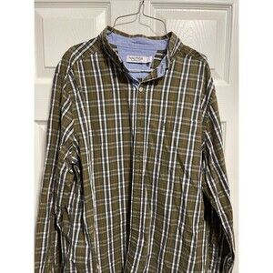 Nautica Mens Large Classic Fit Plaid Long Sleeve Button Up Shirt